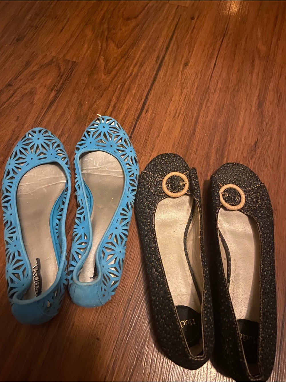Blue Laser-Cut Ballet Flats - Women's Casual Slip-Ons